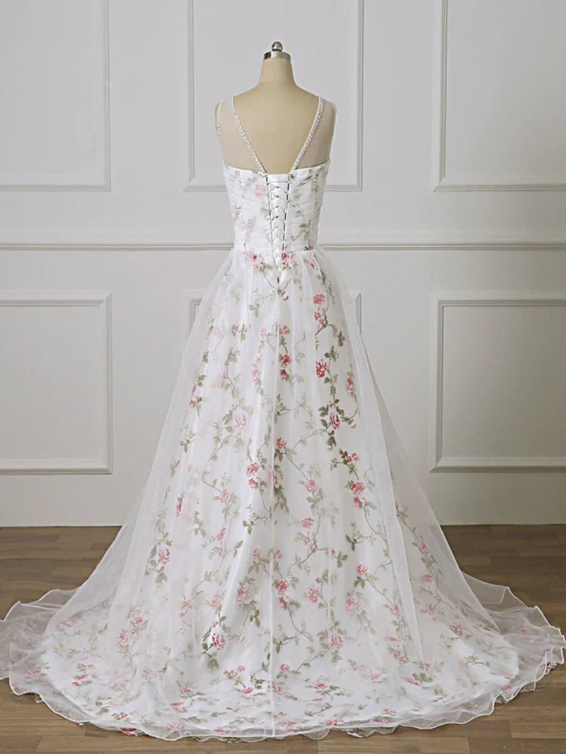 Gorgeous Lace Appliques White Long Prom Dress White Formal Evening Dress