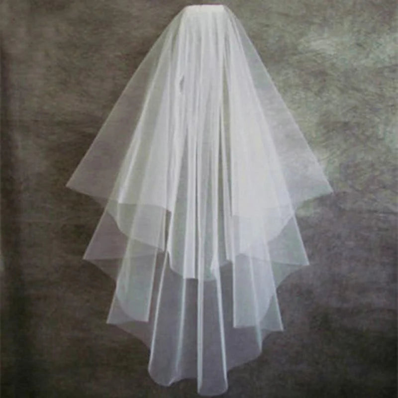 White Veil Short Tulle with Comb Wedding Veils | Bridelily