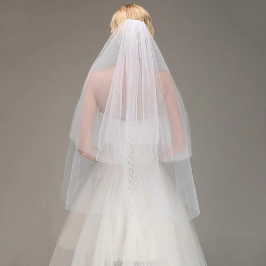 Two Layers Tulle Bridal with Comb Wedding Veils | Bridelily