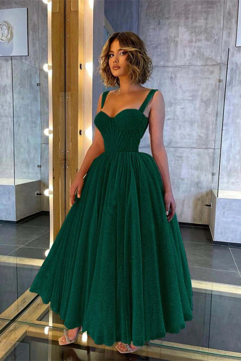 Chic Sweetheart Sequins a Line Prom Dress Tea Length