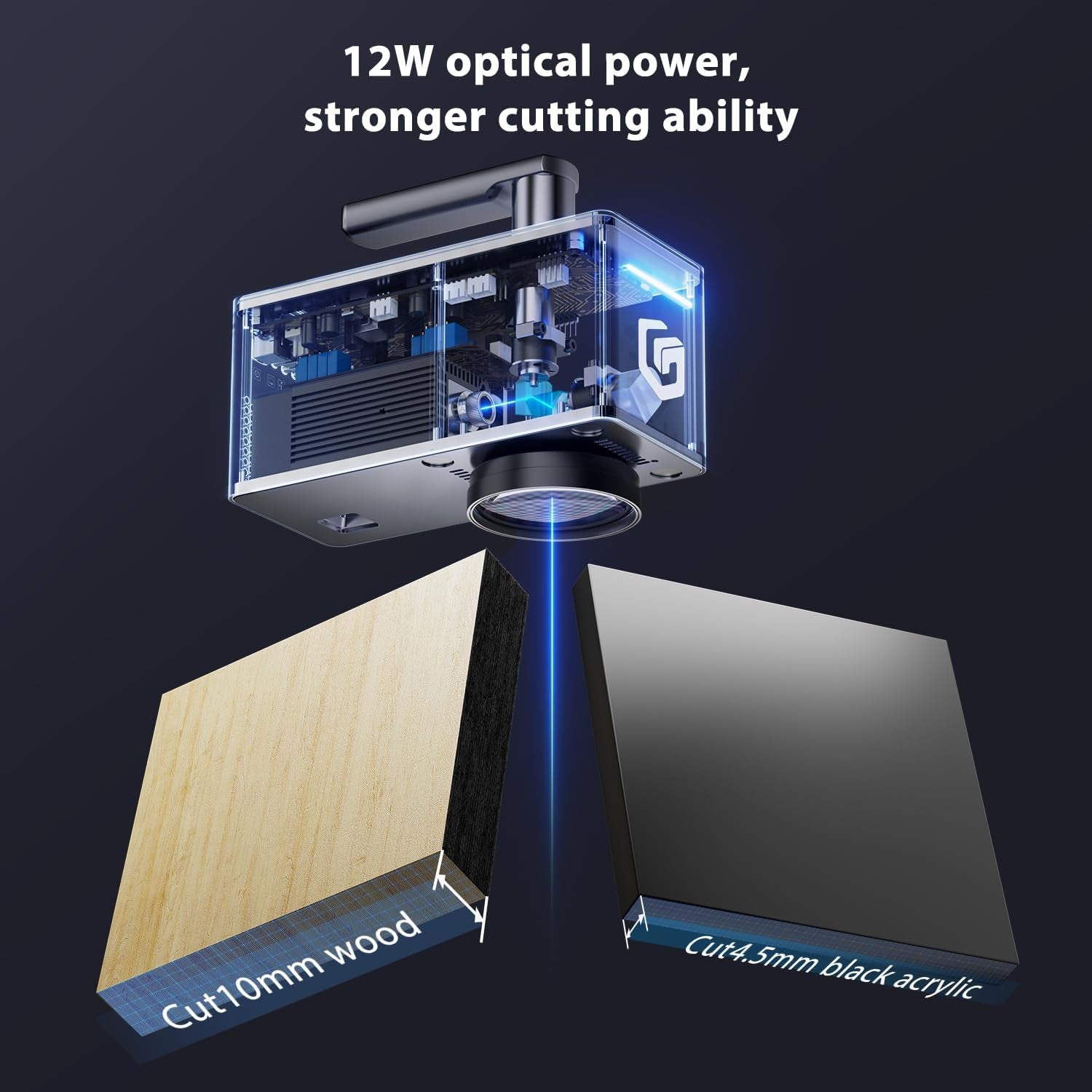 Longer Nano Pro Portable Laser Engraver, 5000Mm/S High-Speed 12W Laser Engraver and Cutter, Engraving Precision 0.01 * 0.01Mm, DIY Engraver Tool for Wood, Acrylic, Leather, Cloth, Metal, Ceramics