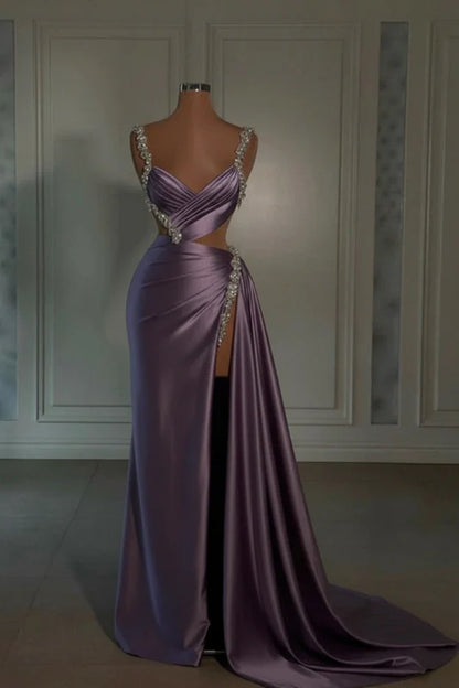 Glamorous Pink Prom Dress Sweetheart Spaghetti Strap with High Slit Trail
