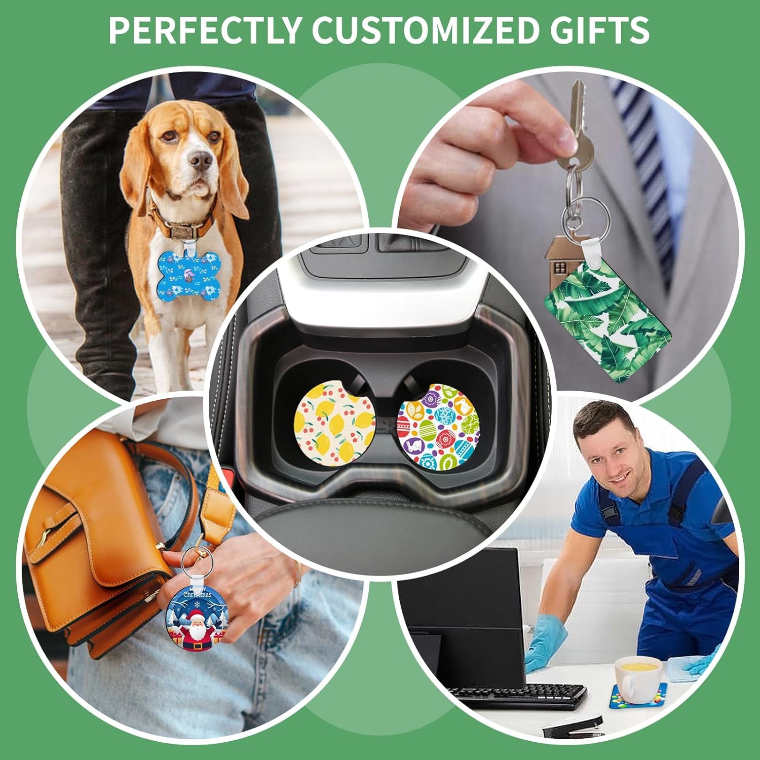 114Pcs Sublimation Blanks Products, Sublimation Blanks Set Including DIY Blank Makeup Bag, Keychain, Earring, Pillow Cover, Mouse Pad, Coaster, Garden Flag for Sublimation Transfer, Mother'S Day Craft