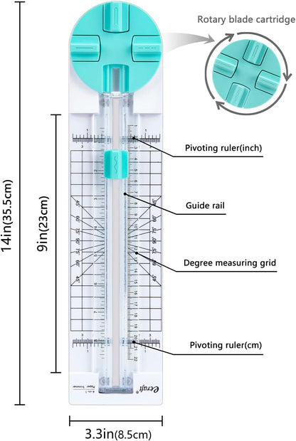 Paper Trimmer Craft Paper Cutter: 4 Style Multi-Function Scrapbooking Tool with Dial Blades of Straight,Wave,Dotted,Perforated,Creasing for Cutting Paper,Coupons,Photos,Postcards,Scrapbook,Card