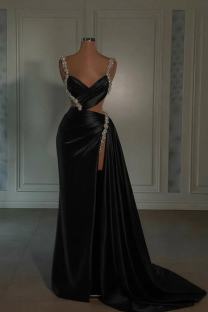 Glamorous Pink Prom Dress Sweetheart Spaghetti Strap with High Slit Trail
