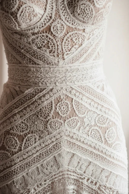 Elegant Sweetheart Lace Mermaid Boho Wedding Dresses