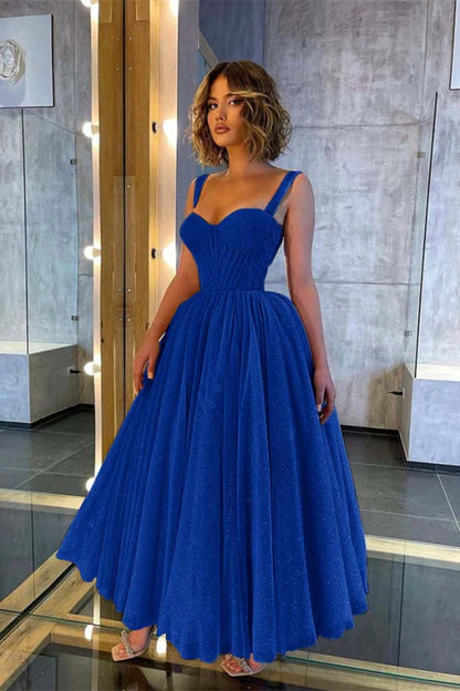Chic Sweetheart Sequins a Line Prom Dress Tea Length