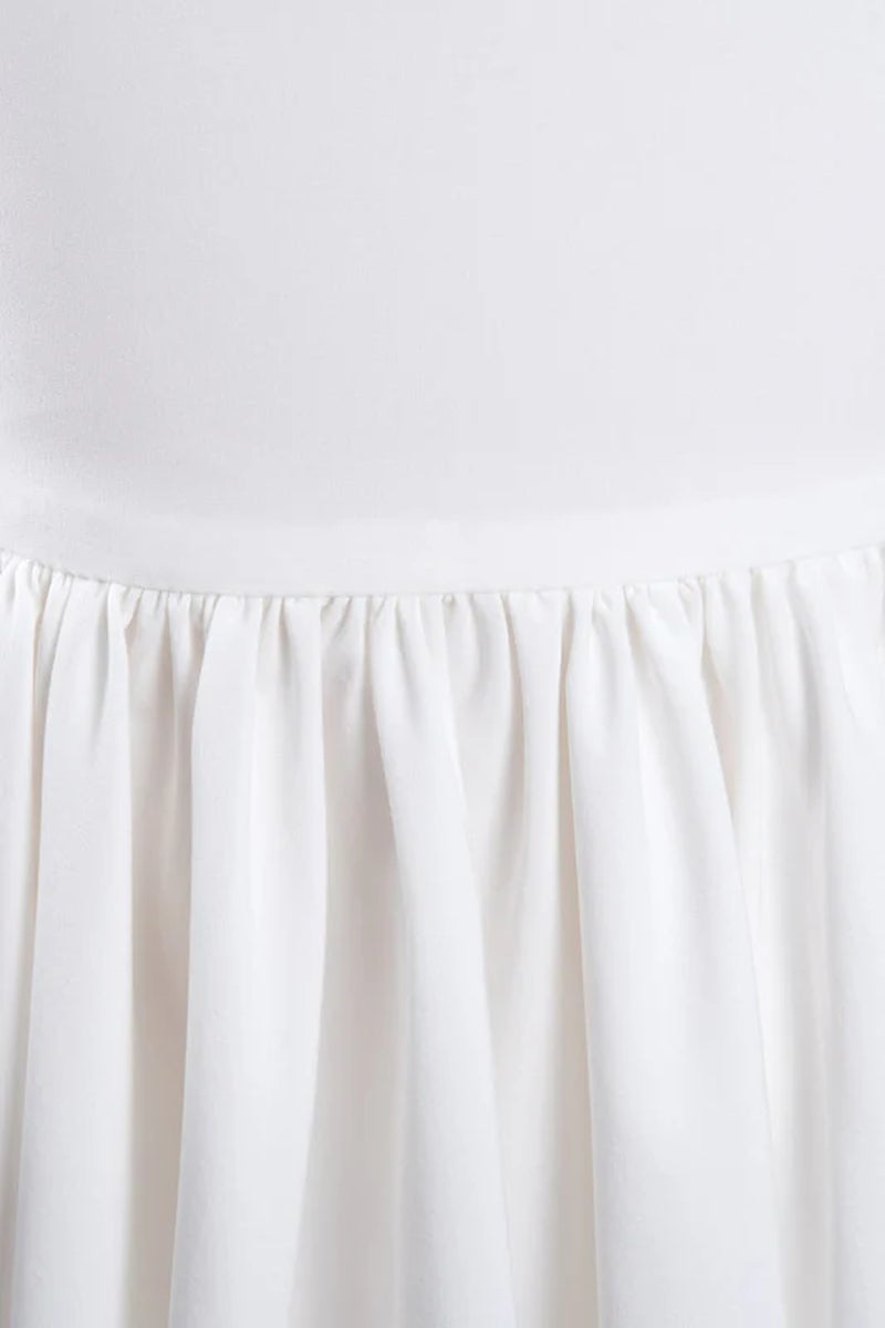 White Ruffle Sleeves Flower Girl Dress Pleated A-Line Little Girl Dress for Wedding Party