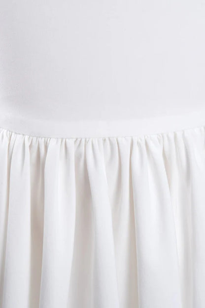 White Ruffle Sleeves Flower Girl Dress Pleated A-Line Little Girl Dress for Wedding Party