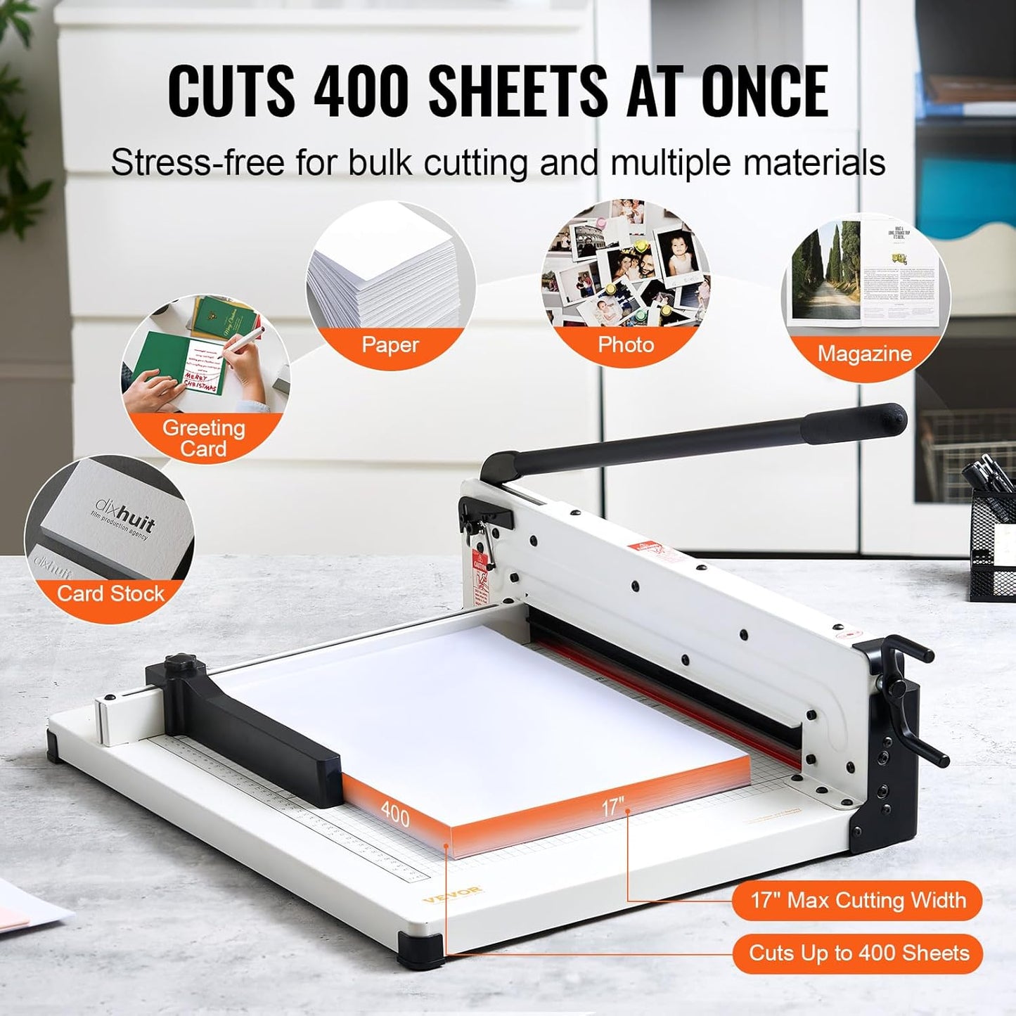 Industrial Paper Cutter A3 Heavy Duty Paper Cutter 17 Inch Paper Cutter Heavy Duty 500 Sheets Paper with Clear Cutting Guide for Offices, Schools, Businesses and Printing Shops