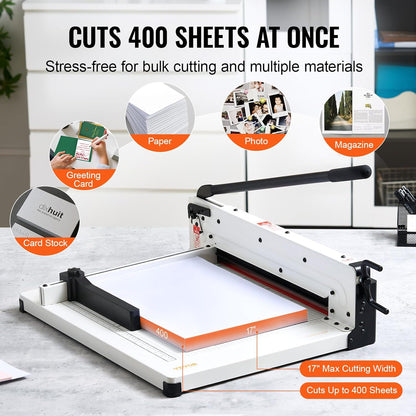 Industrial Paper Cutter A3 Heavy Duty Paper Cutter 17 Inch Paper Cutter Heavy Duty 500 Sheets Paper with Clear Cutting Guide for Offices, Schools, Businesses and Printing Shops