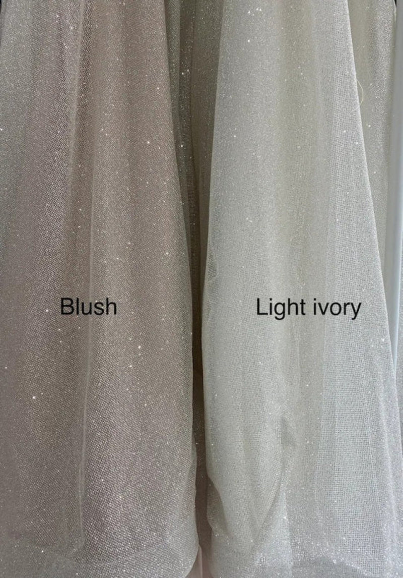 SD2128 Shiny Sequins Spaghetti Straps A-Line Wedding Dress