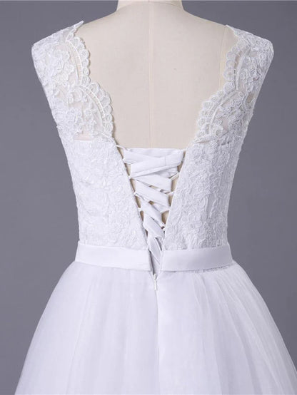 Lace O-Neck Lace Tulle Boho Wedding Dresses
