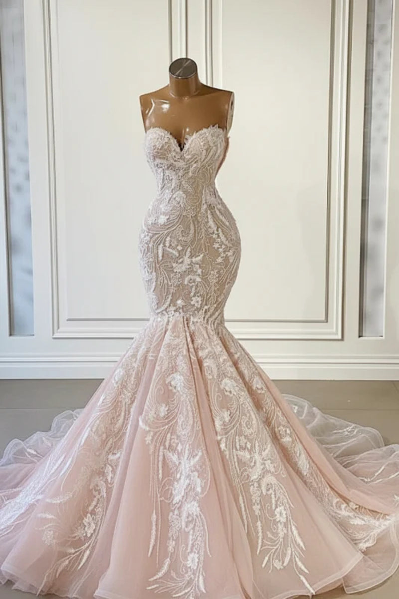 Ivory Sweetheart Strapless Long Mermaid Wedding Dress