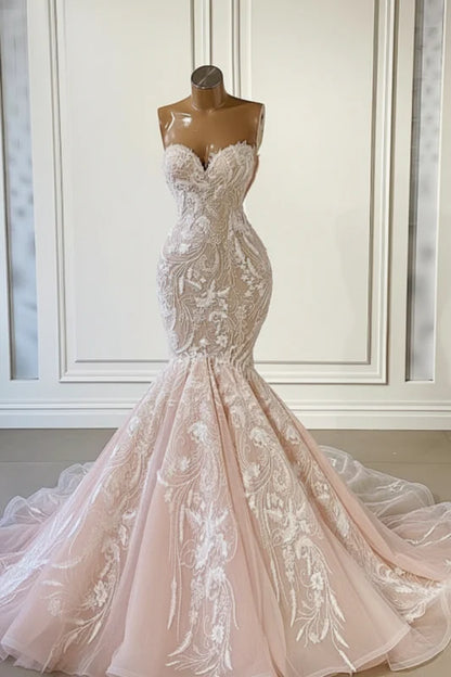 Ivory Sweetheart Strapless Long Mermaid Wedding Dress