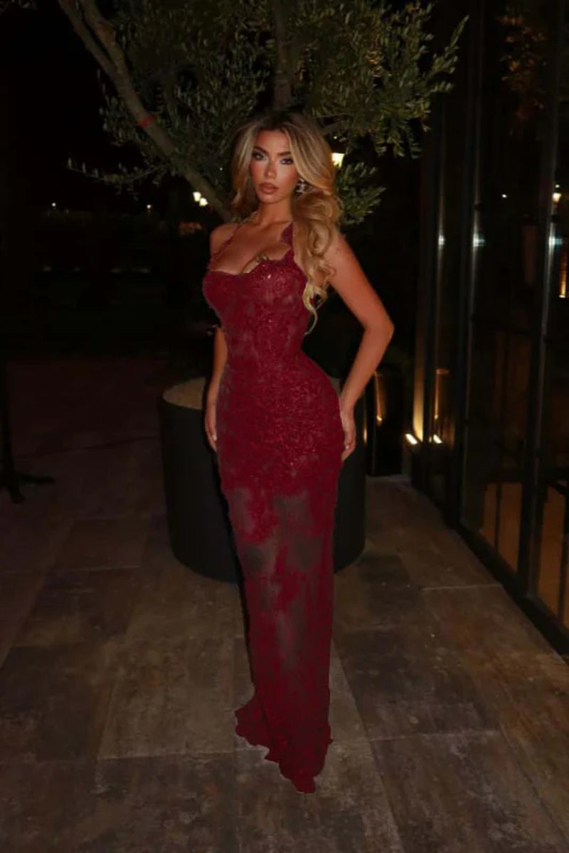 Sleeveless Lace Mermaid Prom Dress Sweetheart Evening Dress
