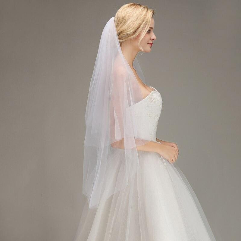 Two Layers Tulle Bridal with Comb Wedding Veils | Bridelily