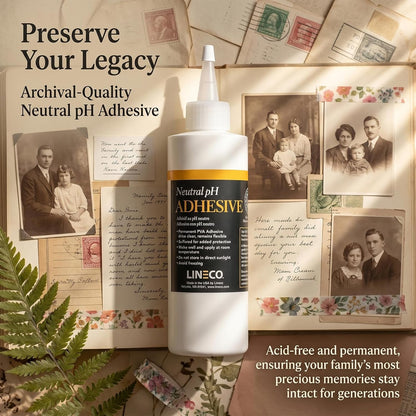 Neutral Ph Adhesive 8 Oz, Acid-Free, All-Purpose Glue, Dries Clear and Remains Flexible. Used for Bookbinding and Book Repair, Framing, Collages, Paper Art and Crafts
