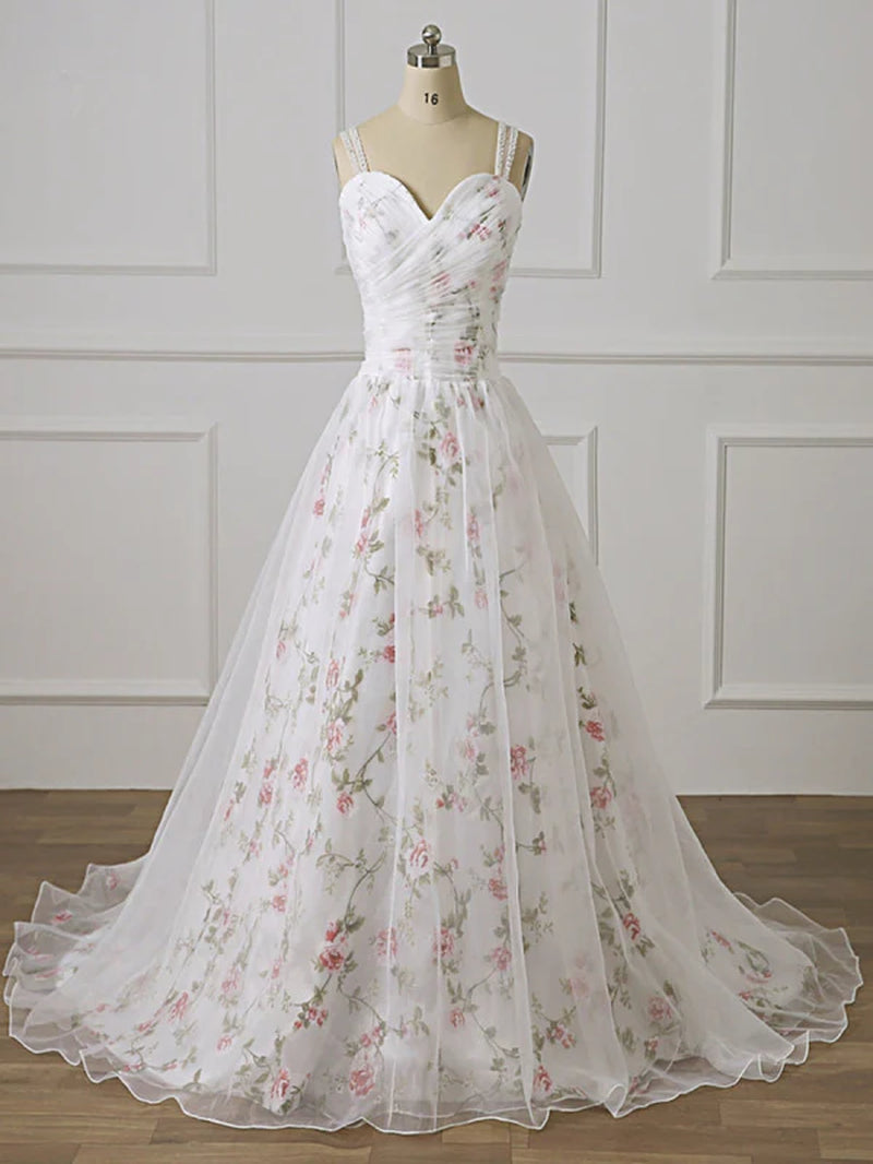 Gorgeous Lace Appliques White Long Prom Dress White Formal Evening Dress