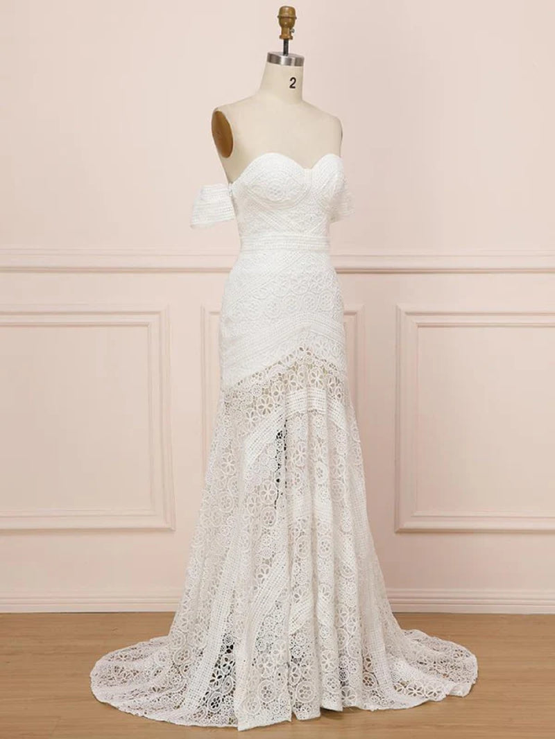 Elegant Sweetheart Lace Mermaid Boho Wedding Dresses