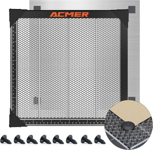 ACMER Laser Engraver Honeycomb Panel 500×500Mm,Honeycomb Cutting Table with Protective Aluminum Backing Plate for Desktop Safety, Compatible with Diode, CO₂ & Fiber Laser Engravers