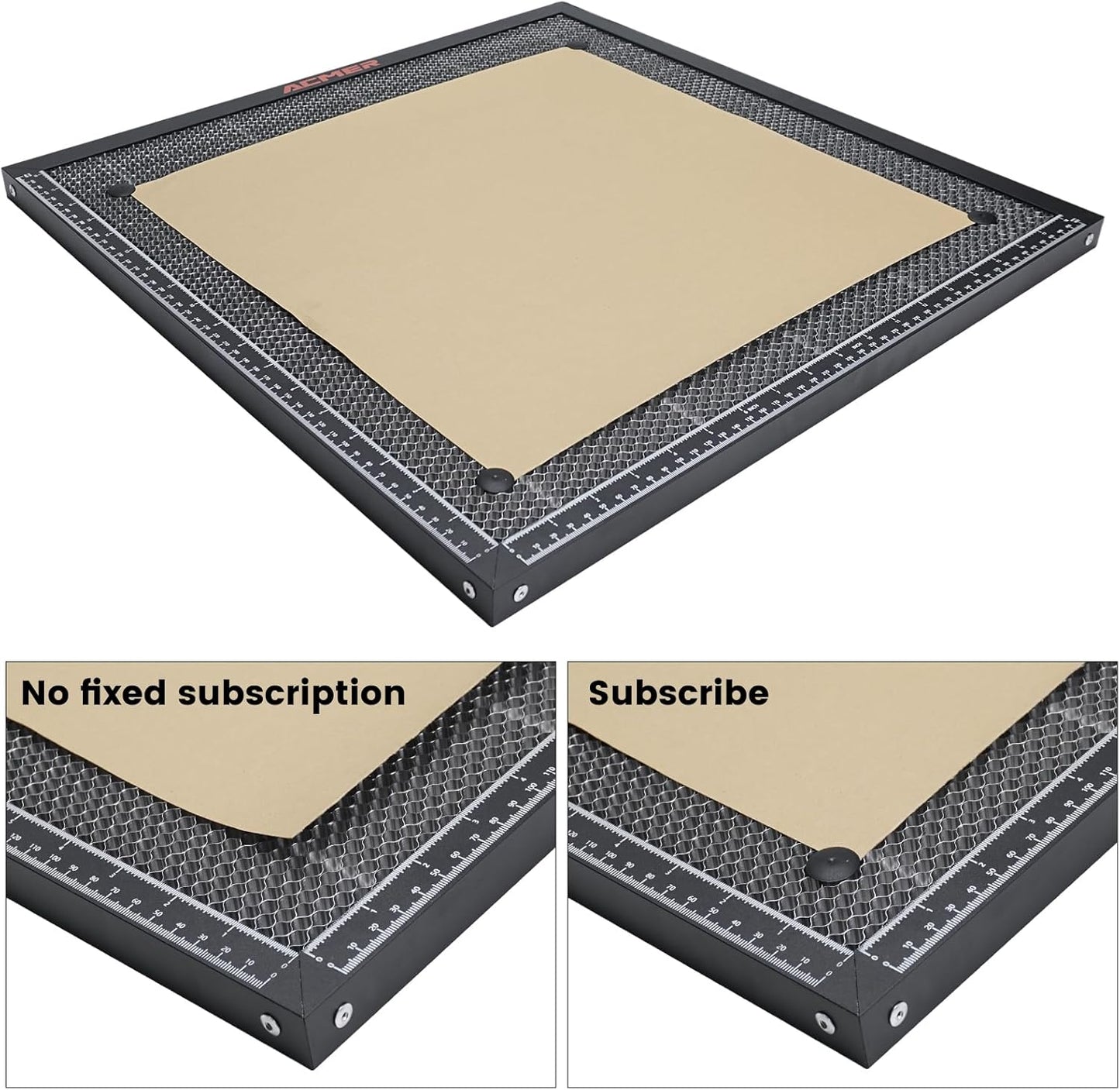 ACMER Laser Engraver Honeycomb Panel 500×500Mm,Honeycomb Cutting Table with Protective Aluminum Backing Plate for Desktop Safety, Compatible with Diode, CO₂ & Fiber Laser Engravers