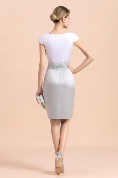 Silver Short Mother of the Bride Dress Knee-Length Two Pieces Wedding Guest Outfits