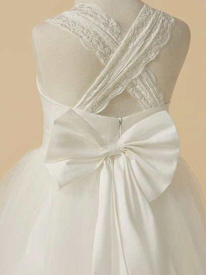 Sweetheart Tulle Flower Girl Dresses Sleeveless a Line Applique Kids Party Dresses