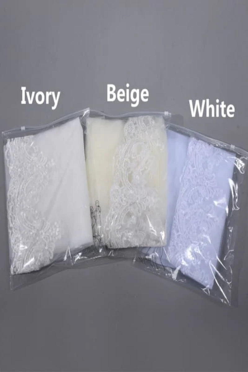 1.5M Lace Edge Short Comb Two Layers Wedding Veils | Bridelily