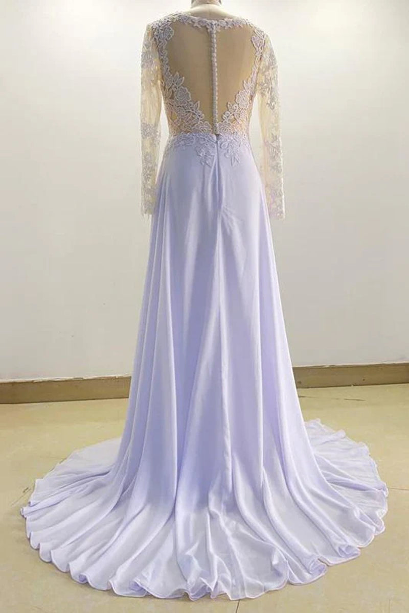 Gorgeous V-Neck Long Sleeves Lace Ruffles Wedding Dresses