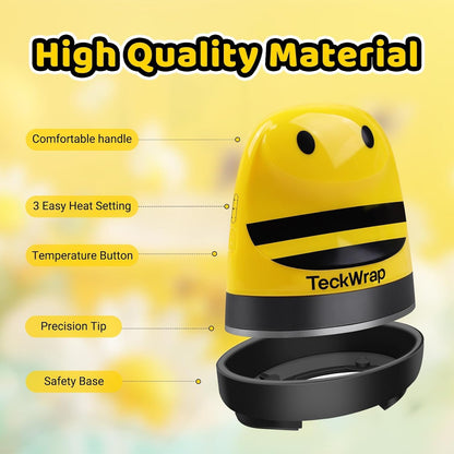 TECKWRAP Mini Heat Press Machine for HTV & Sublimation, Compact Heat Press for Vinyl on T-Shirts, Hats, Shoes, Bags, DIY Crafts – Small Heat Transfer Machine for Beginners (Yellow Bee)