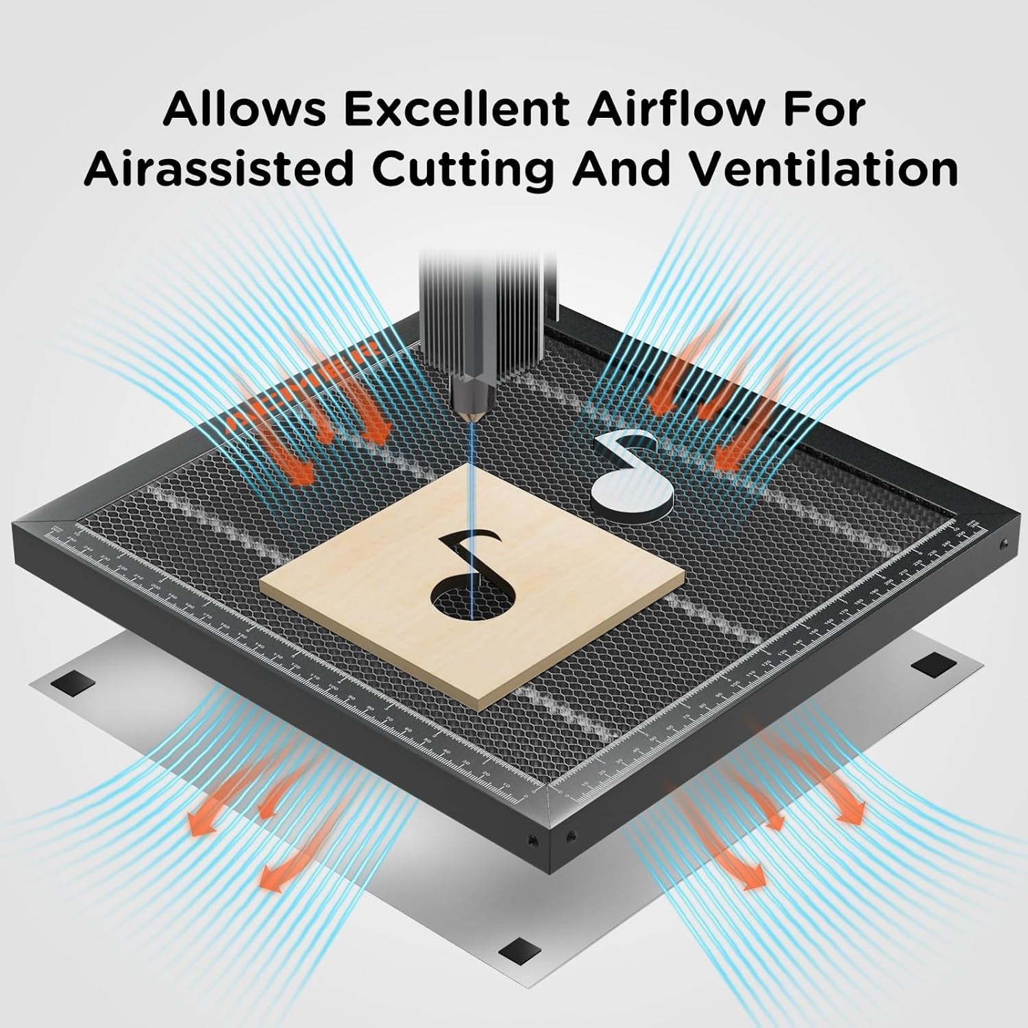 ACMER Laser Engraver Honeycomb Panel 500×500Mm,Honeycomb Cutting Table with Protective Aluminum Backing Plate for Desktop Safety, Compatible with Diode, CO₂ & Fiber Laser Engravers