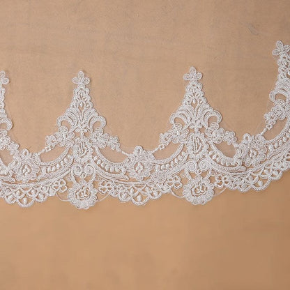 3M One Layer Lace Edge Cathedral Wedding Veils | Bridelily
