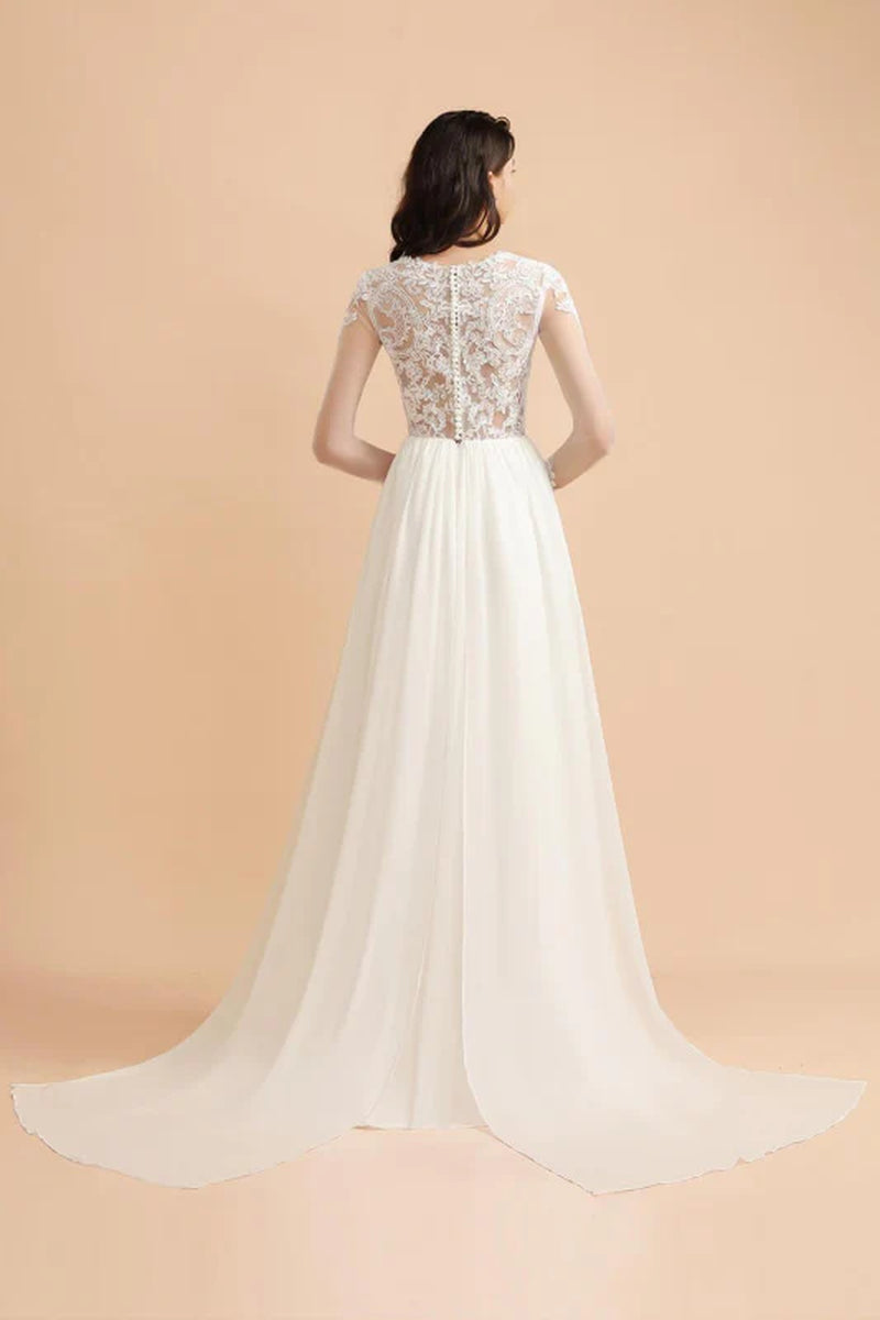 Simple Long Sleeves Lace Floor Length Boho Wedding Dresses