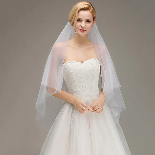 Two Layers Tulle Bridal with Comb Wedding Veils | Bridelily