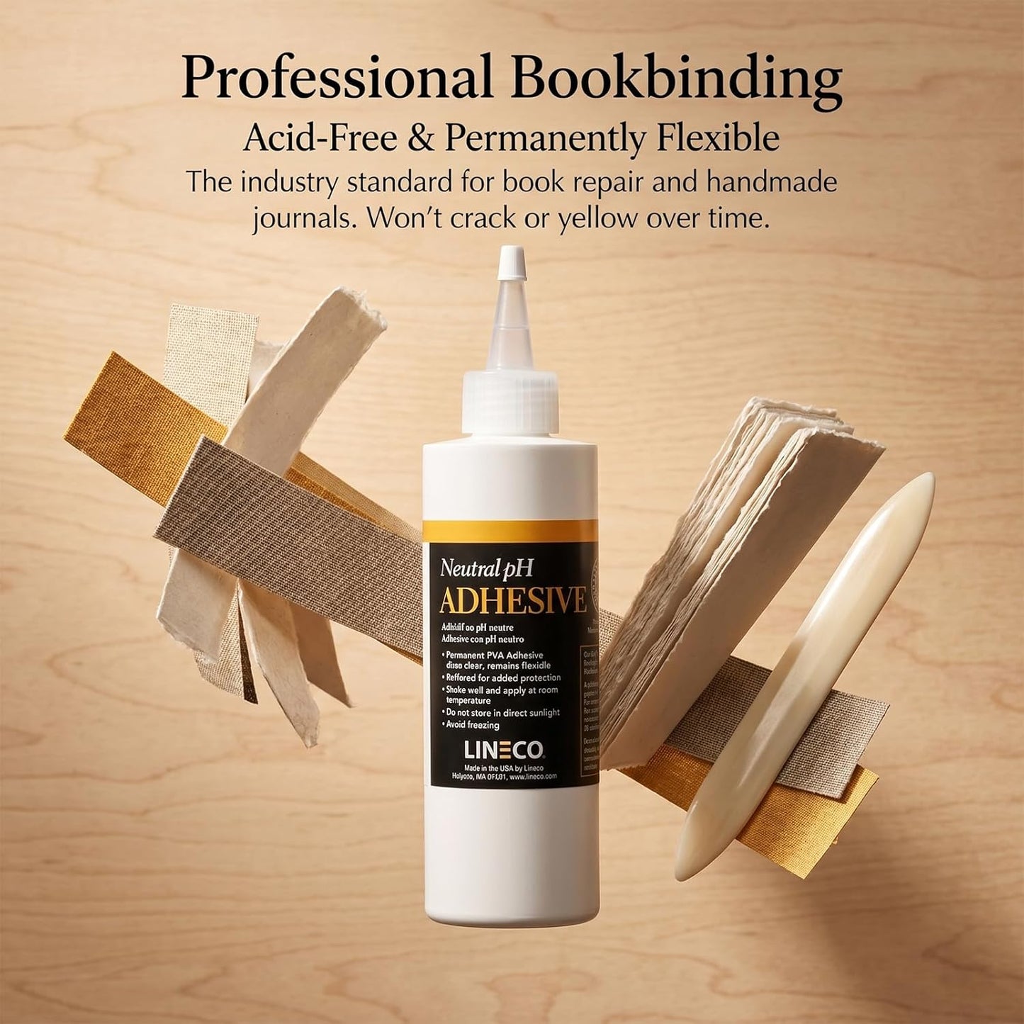 Neutral Ph Adhesive 8 Oz, Acid-Free, All-Purpose Glue, Dries Clear and Remains Flexible. Used for Bookbinding and Book Repair, Framing, Collages, Paper Art and Crafts