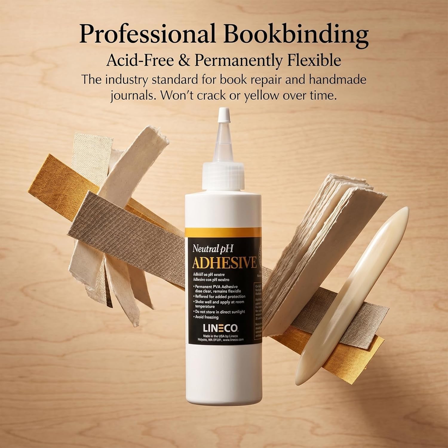 Neutral Ph Adhesive 8 Oz, Acid-Free, All-Purpose Glue, Dries Clear and Remains Flexible. Used for Bookbinding and Book Repair, Framing, Collages, Paper Art and Crafts