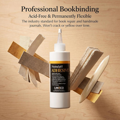 Neutral Ph Adhesive 8 Oz, Acid-Free, All-Purpose Glue, Dries Clear and Remains Flexible. Used for Bookbinding and Book Repair, Framing, Collages, Paper Art and Crafts