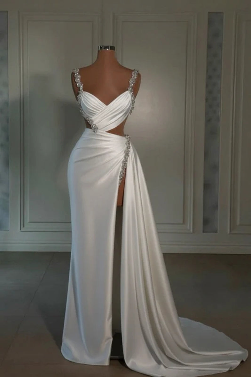 Glamorous Pink Prom Dress Sweetheart Spaghetti Strap with High Slit Trail