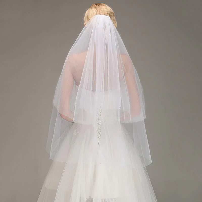 Two Layers Tulle Bridal with Comb Wedding Veils | Bridelily