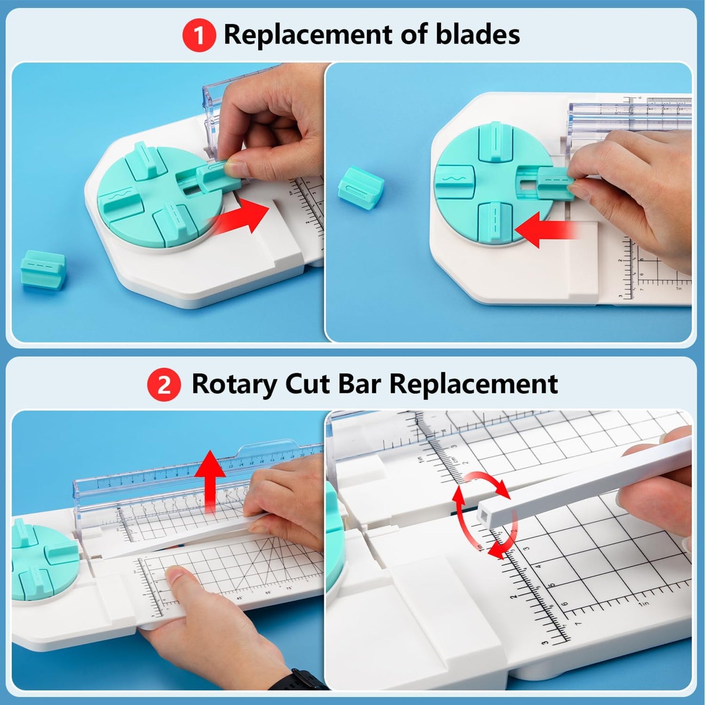 4-In-1 Paper Trimmer: 12" Craft Paper Cutter with Straight, Wavy, Dotted, Perforated & Creasing,Perfect for Cutting Cardstock, Coupons, Labels, Photos, Ideal Multi-Function Scrapbooking Tool