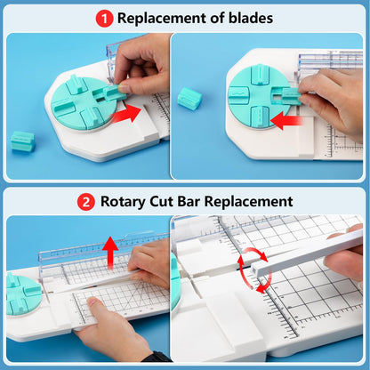 4-In-1 Paper Trimmer: 12" Craft Paper Cutter with Straight, Wavy, Dotted, Perforated & Creasing,Perfect for Cutting Cardstock, Coupons, Labels, Photos, Ideal Multi-Function Scrapbooking Tool