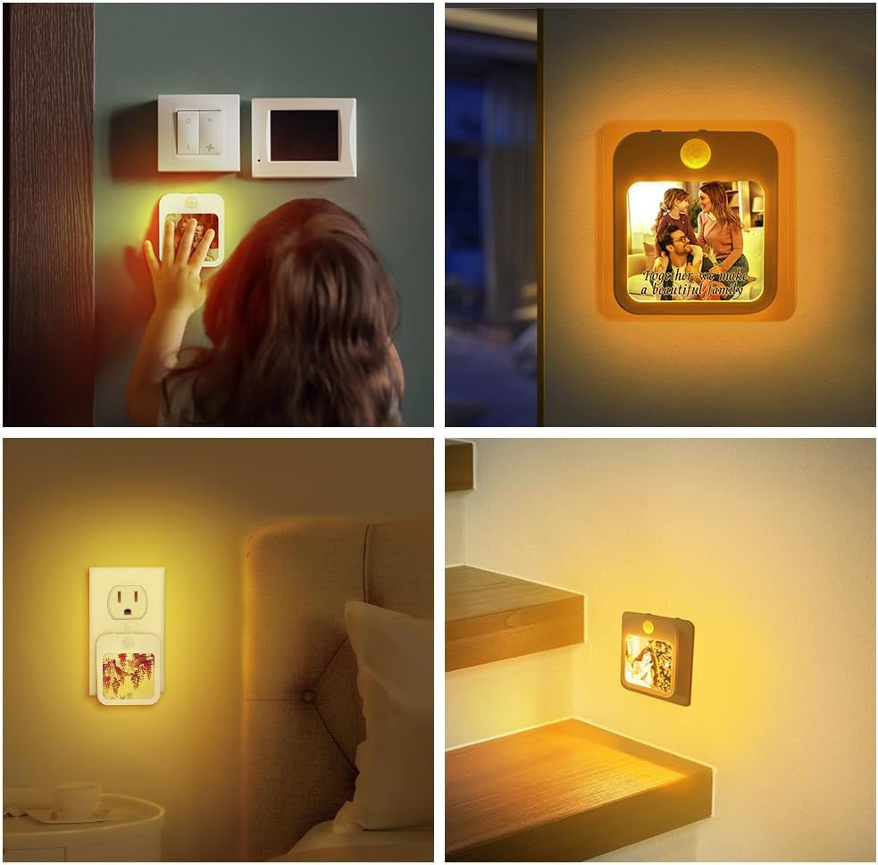 10 Pack Sublimation Night Light Blanks Plug in Motion Sensor 3" X 2.7" X 1.6",Warm Yellow LED Nightlight Adjustable Brightness for Bedroon,Bathroom,Hallway,Stairs,Kitchen
