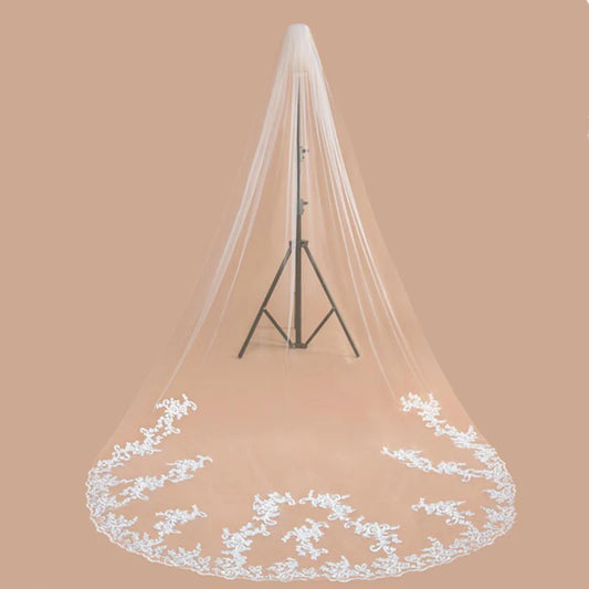 3M Lace Edge Cathedral Wedding Veils with Comb White Ivory Long Tulle Veils Wedding Accessories Bridal Veil Velos De Novia