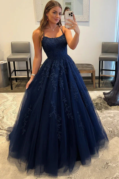 Backless Red Tulle Lace Long Prom Dresses Sleeveless Aline Formal Evening Dresses