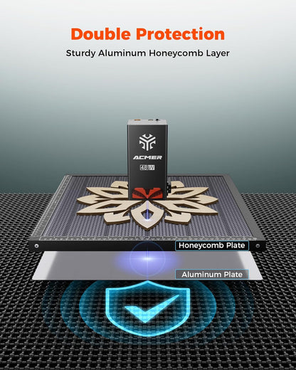 ACMER Honeycomb Laser Bed 400 * 400Mm, Laser Engraver Honeycomb Working Table with Aluminum Backing Plate, Cutting Table for Diode CO₂ Fiber Laser Engravers, Desktop Protection