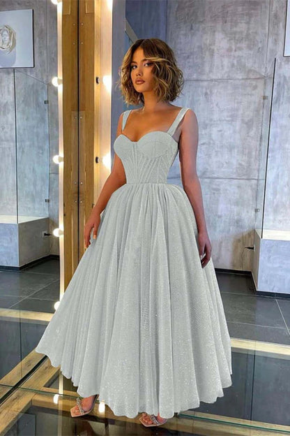Chic Sweetheart Sequins a Line Prom Dress Tea Length