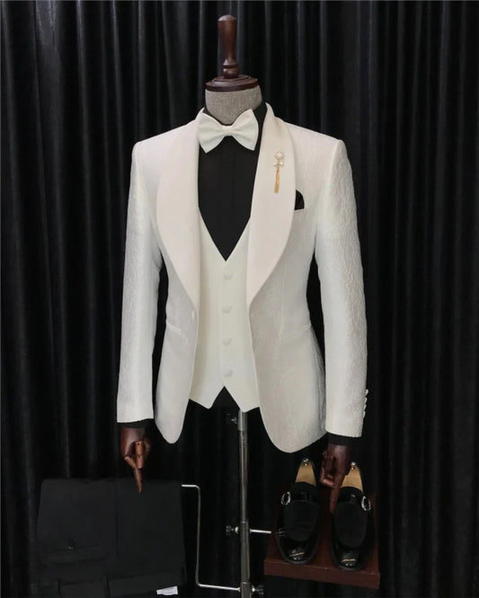 Custom Made 3 Pieces Shawl Lapel Slim Fit Wedding Suits for Men Wedding Groom