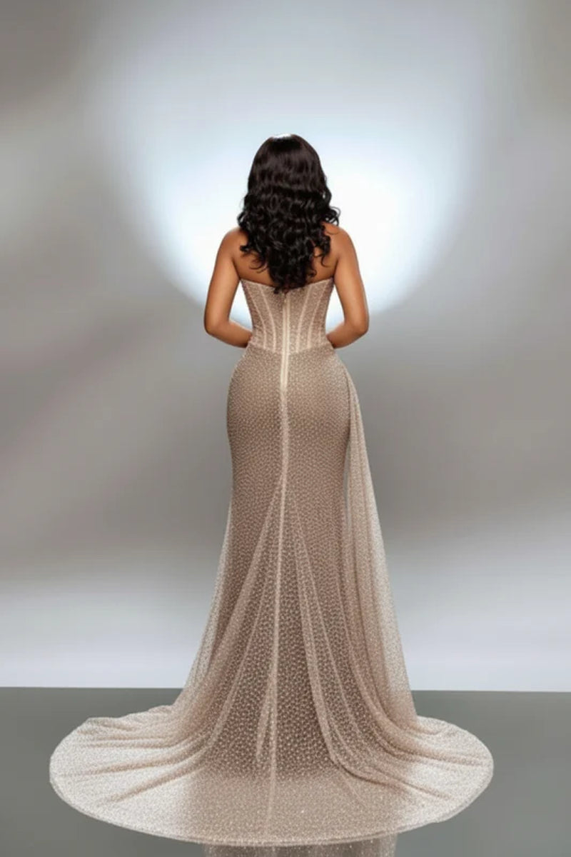 Charming Sleeveless Sequined Mermaid Prom Dress with Split