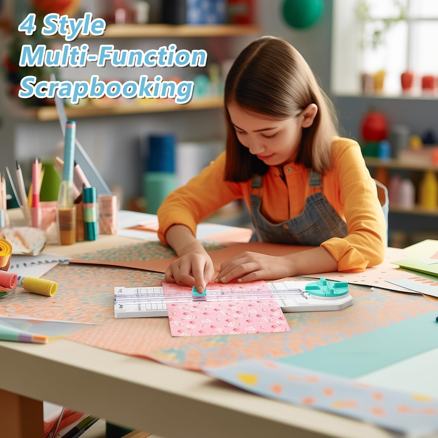 4-In-1 Paper Trimmer: 12" Craft Paper Cutter with Straight, Wavy, Dotted, Perforated & Creasing,Perfect for Cutting Cardstock, Coupons, Labels, Photos, Ideal Multi-Function Scrapbooking Tool